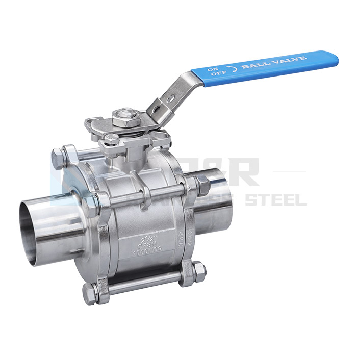 Three-piece welding ball valve