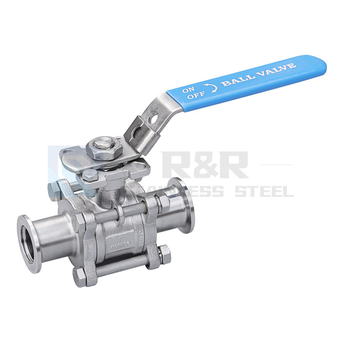 Three-piece vacuum ball valve