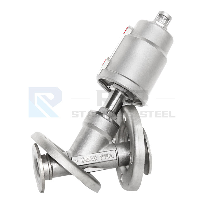 Vacuum flange angle seat valve