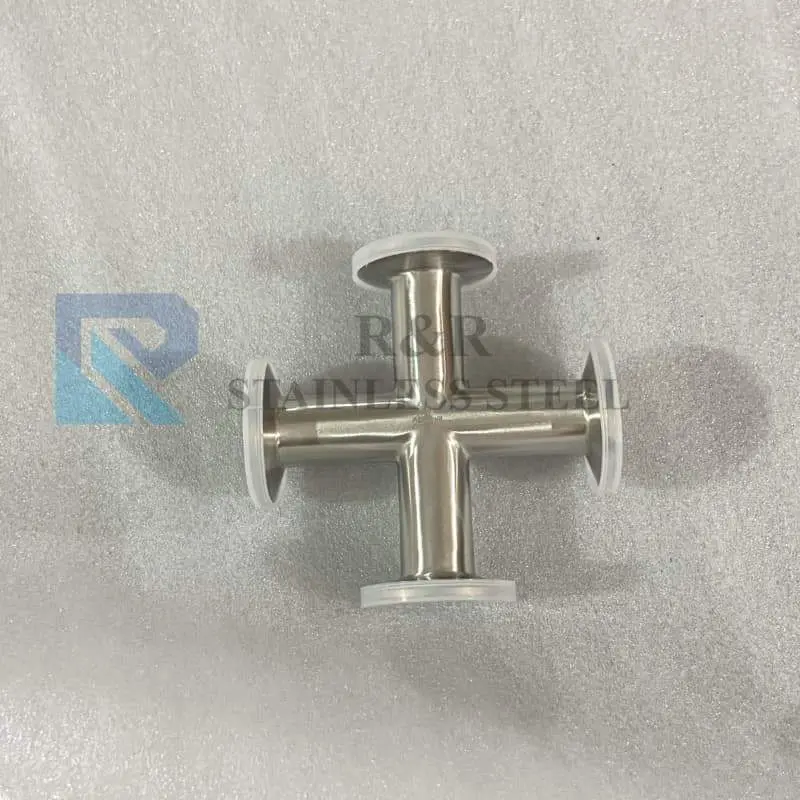 Sanitary-grade stainless steel clamp-type four-way connector