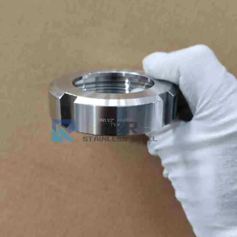1788940763419638.jpg Sanitary stainless steel union nut with laser marking AISI 304